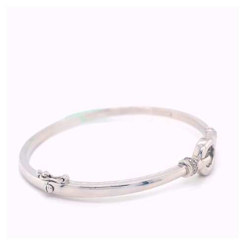 Sterling Silver with Diamond Bangle