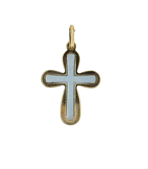 10kt Two Tone Cross Pendant