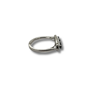 14KW 3 Stone Blue Sapphire and Diamond Ring
