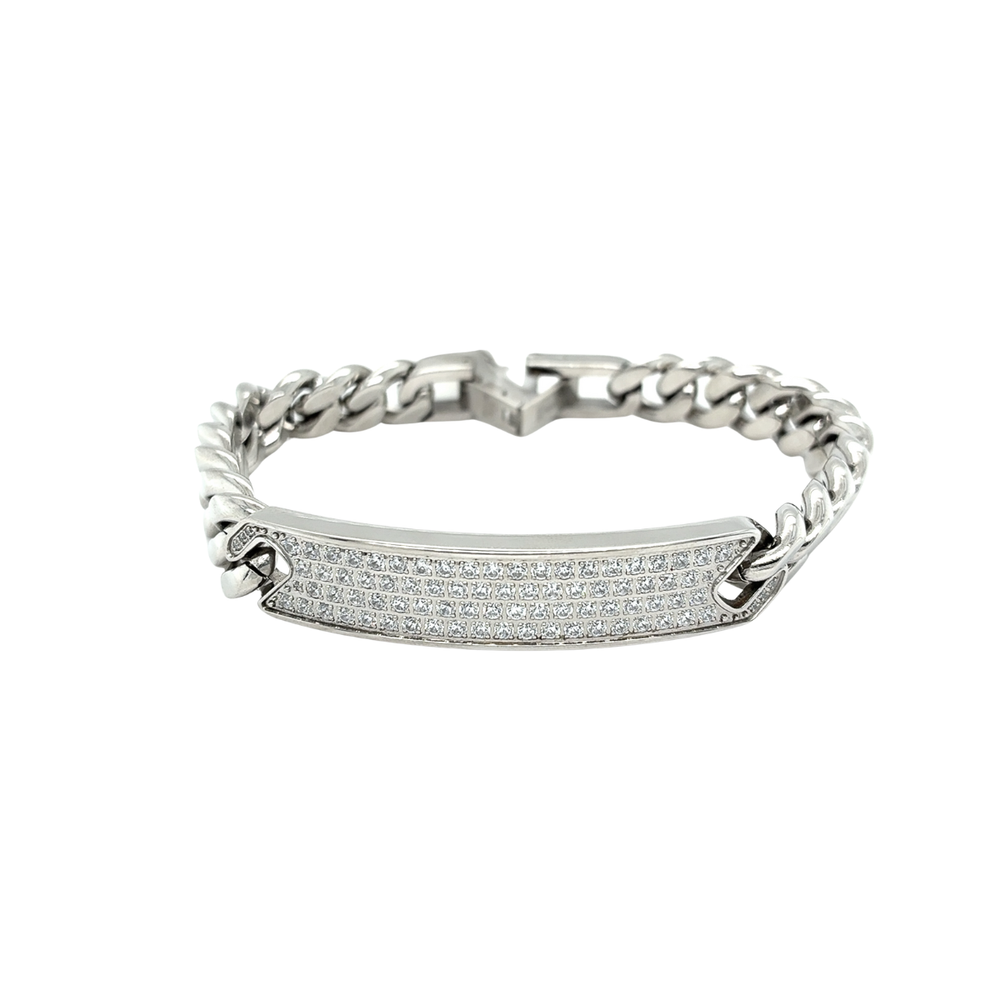 Italgem Stainless Steel CZ I.D Bracelet