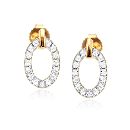 Gold Vermeil Sterling Silver .26TW Lab Grown Oval Stud Earrings