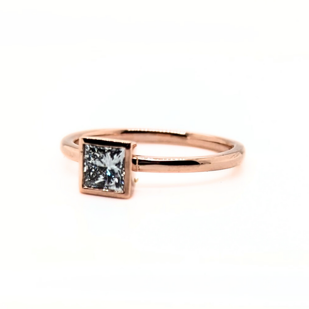14kt Rose Gold 0.53 TDW Bezel Set Princess Cut Lab Grown Diamond Ring