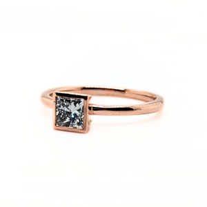 14kt Rose Gold 0.53 TDW Bezel Set Princess Cut Lab Grown Diamond Ring