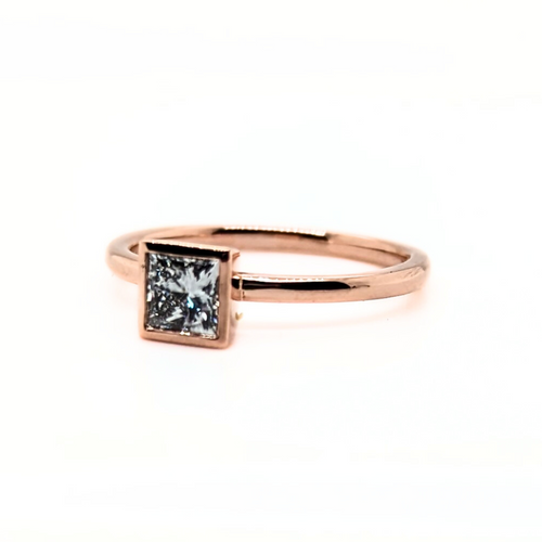 14kt Rose Gold 0.53 TDW Bezel Set Princess Cut Lab Grown Diamond Ring
