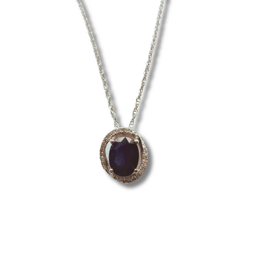 10KW Natural Blue Sapphire and Diamond Pendant