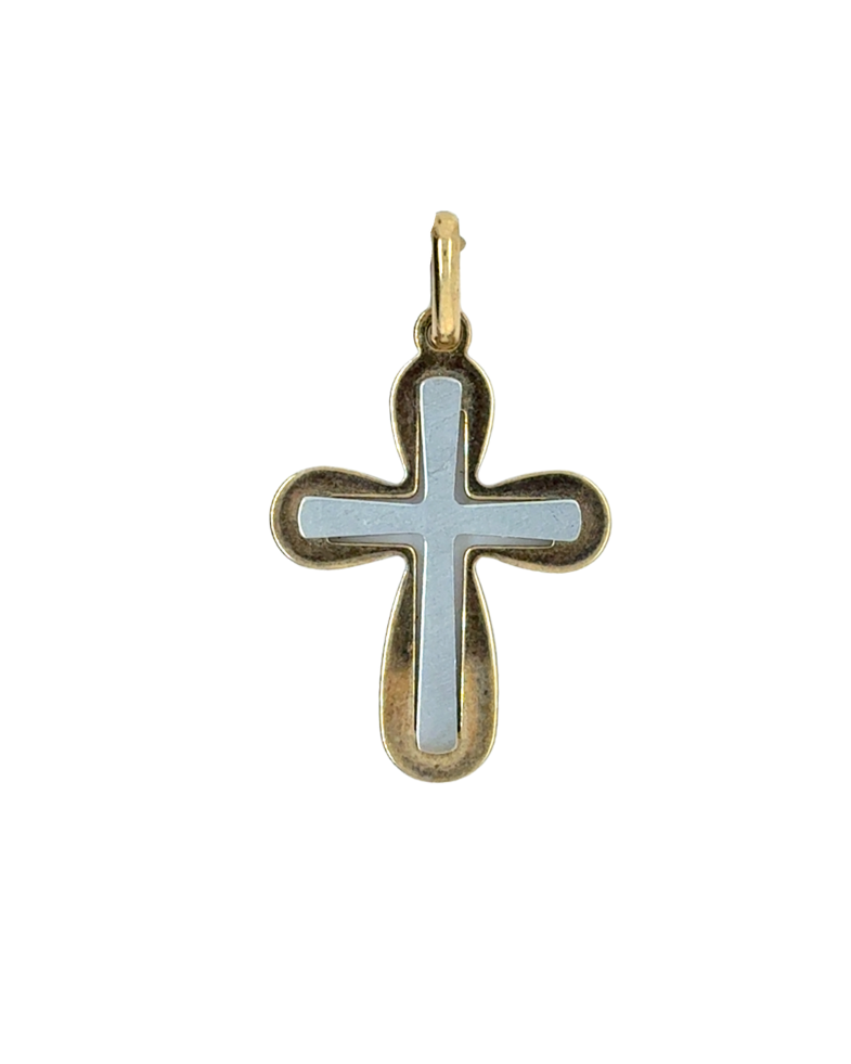 10kt Two Tone Cross Pendant