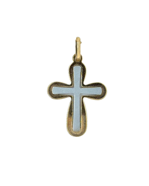 10kt Two Tone Cross Pendant