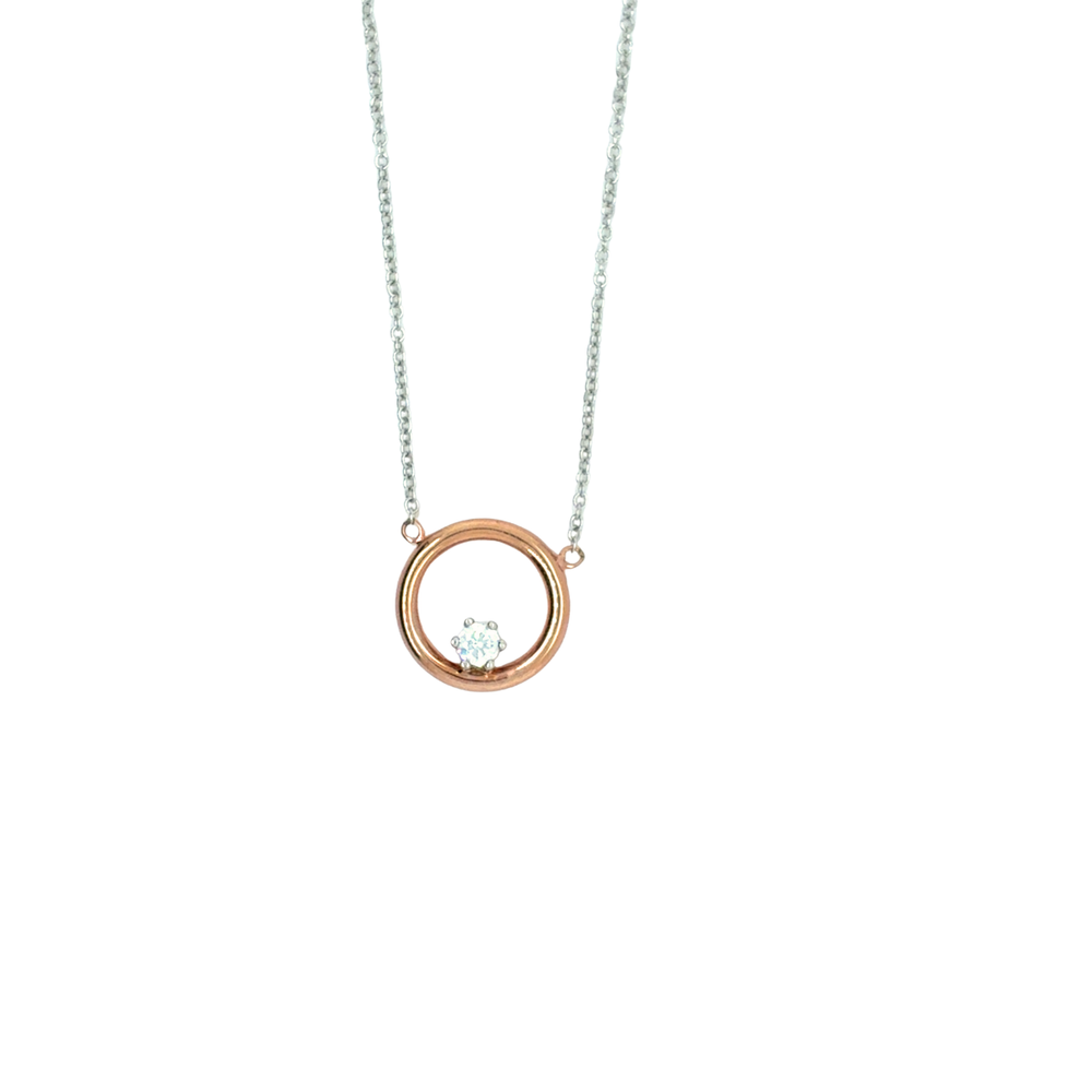 10kt Two Tone CZ Fancy Necklace
