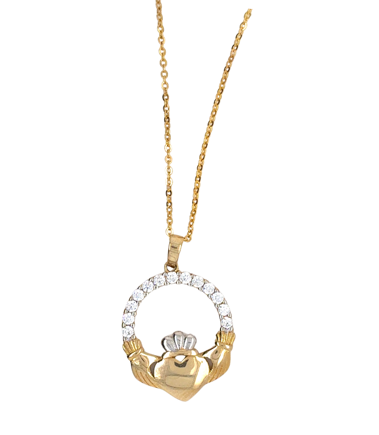 10kt Yellow Gold Clauddagh Necklace