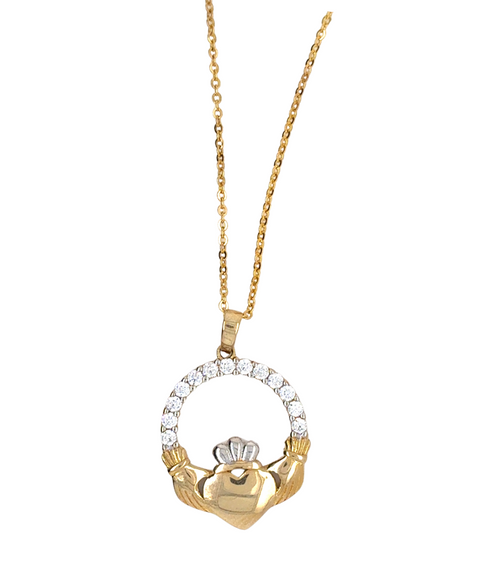 10kt Yellow Gold Clauddagh Necklace