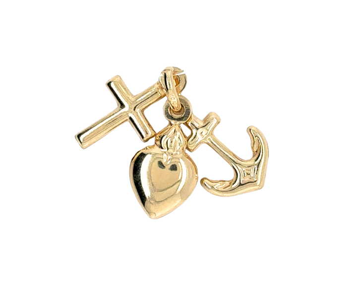 10kt Yellow Gold Faith Hope Charity Charm