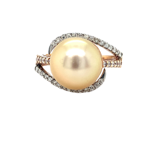 14kt Rose Gold Diamond Pearl Ring