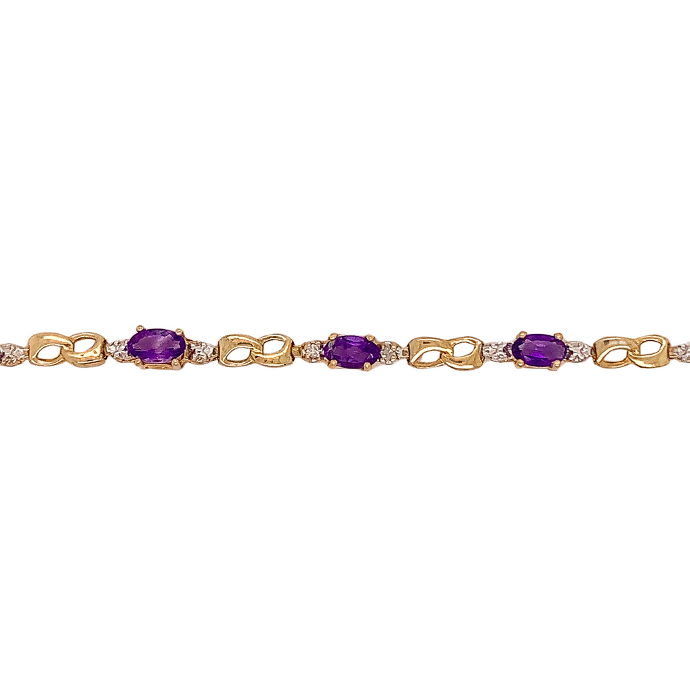 10kt Yellow Gold Amethyst + Diamond Bracelet