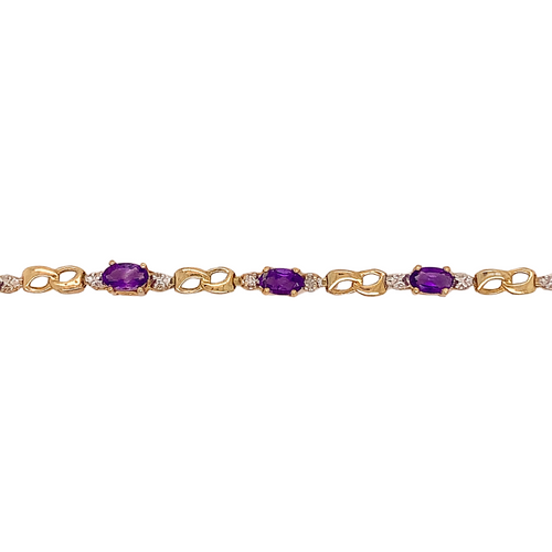 10kt Yellow Gold Amethyst + Diamond Bracelet