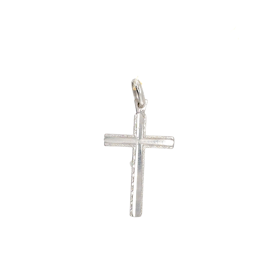 14kt White Gold Cross Charm