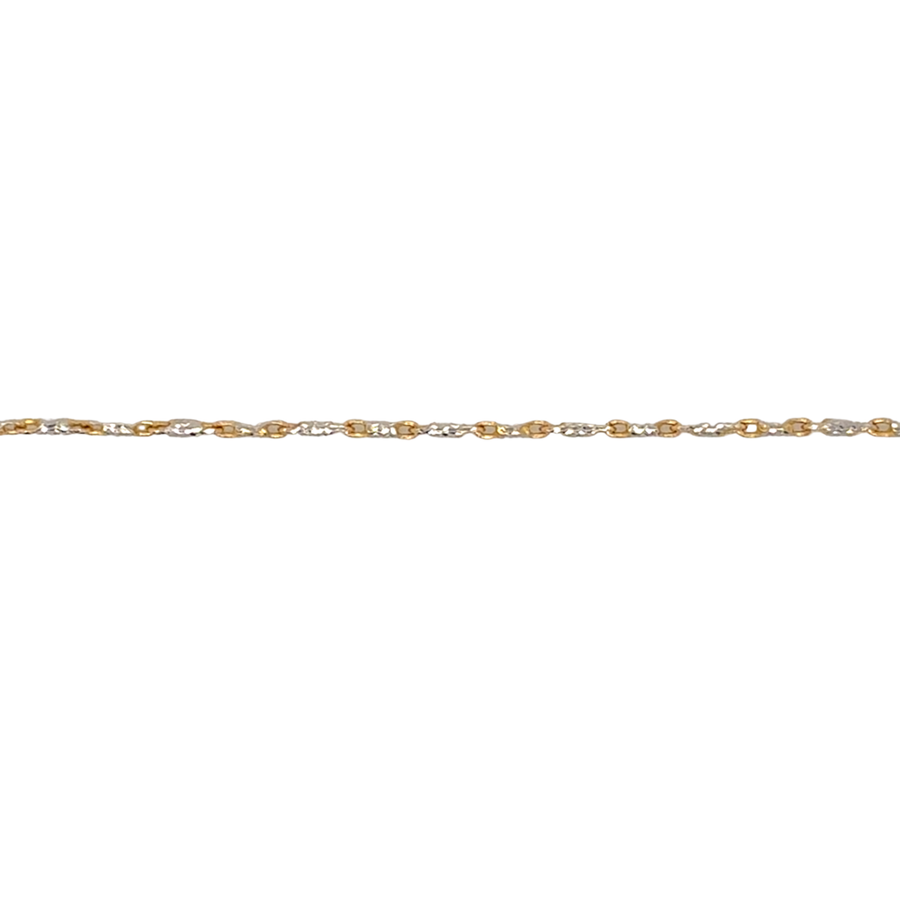 10kt Two Tone Gold 1mm Fancy Anklet