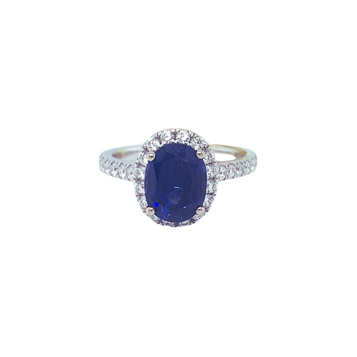 14kt White Gold Lab Grown Sapphire Ring