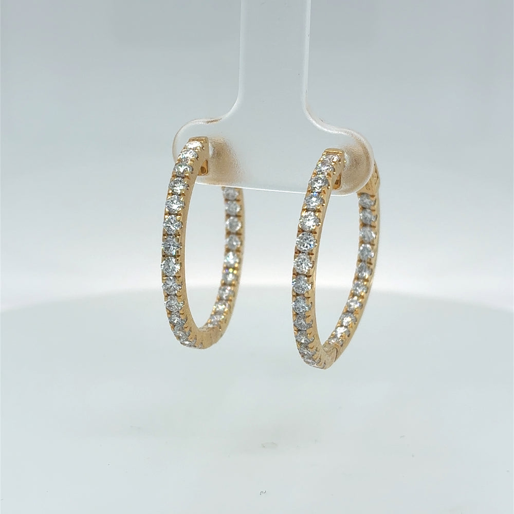 Sterling Silver Gold Plated 2.0tdw Lab Grown Round Brilliant Hoop Earrings