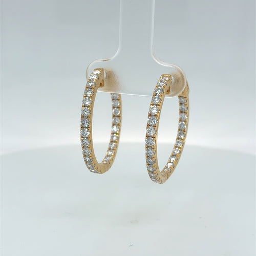 Sterling Silver Gold Plated 2.0tdw Lab Grown Round Brilliant Hoop Earrings