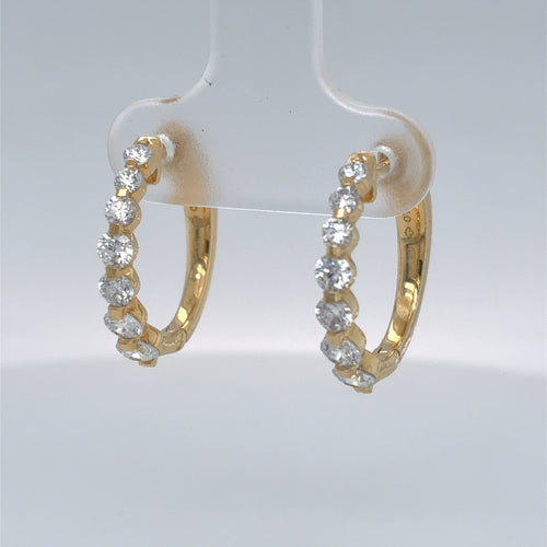 Sterling Silver Gold Plated 1.0tdw Lab Grown Diamond Hoop Earrings