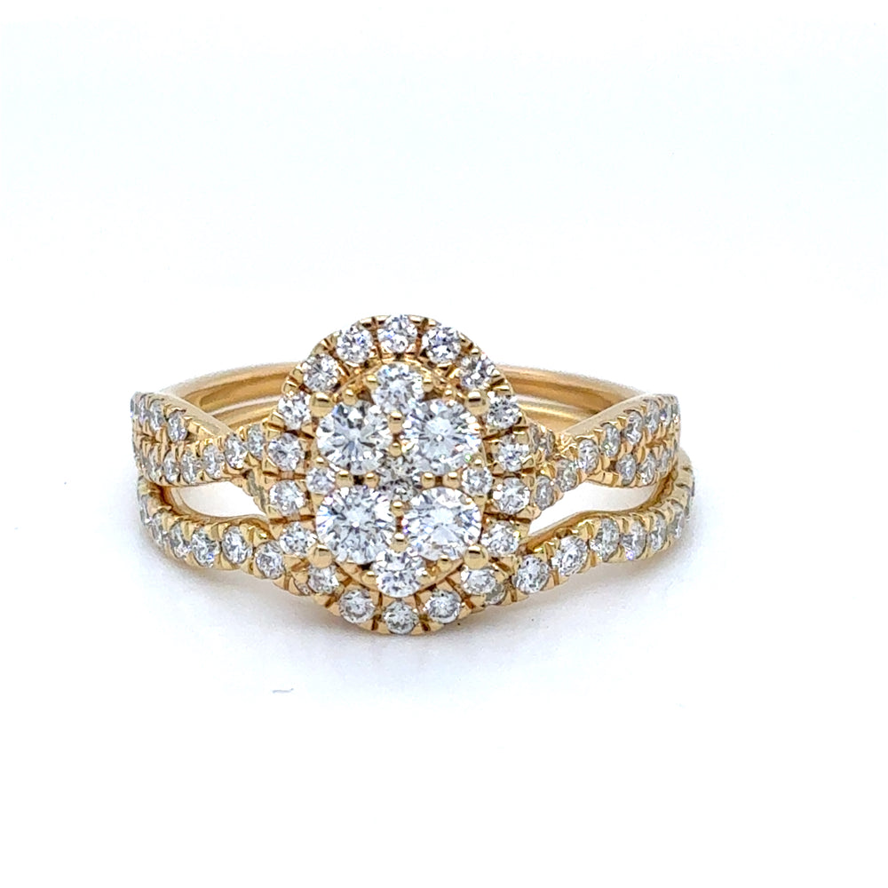 Sterling Silver Gold Plated 1.0tdw Lab Grown Diamond Ring