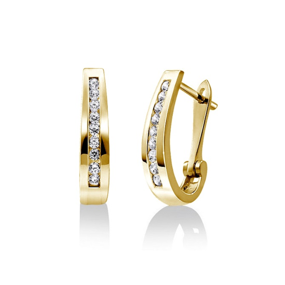 Gold Vermeil Sterling Silver .25TW Lab Grown Round Brilliant Stud Hoop Earrings