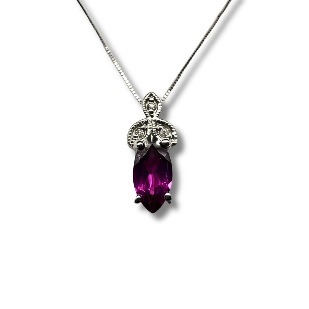 10KW Rhodolite and Diamond pendant
