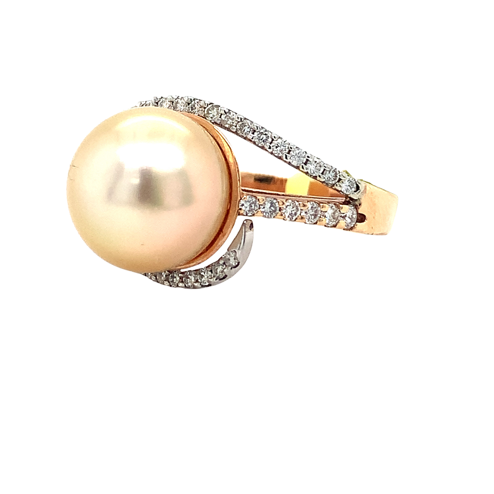 14kt Rose Gold Diamond Pearl Ring