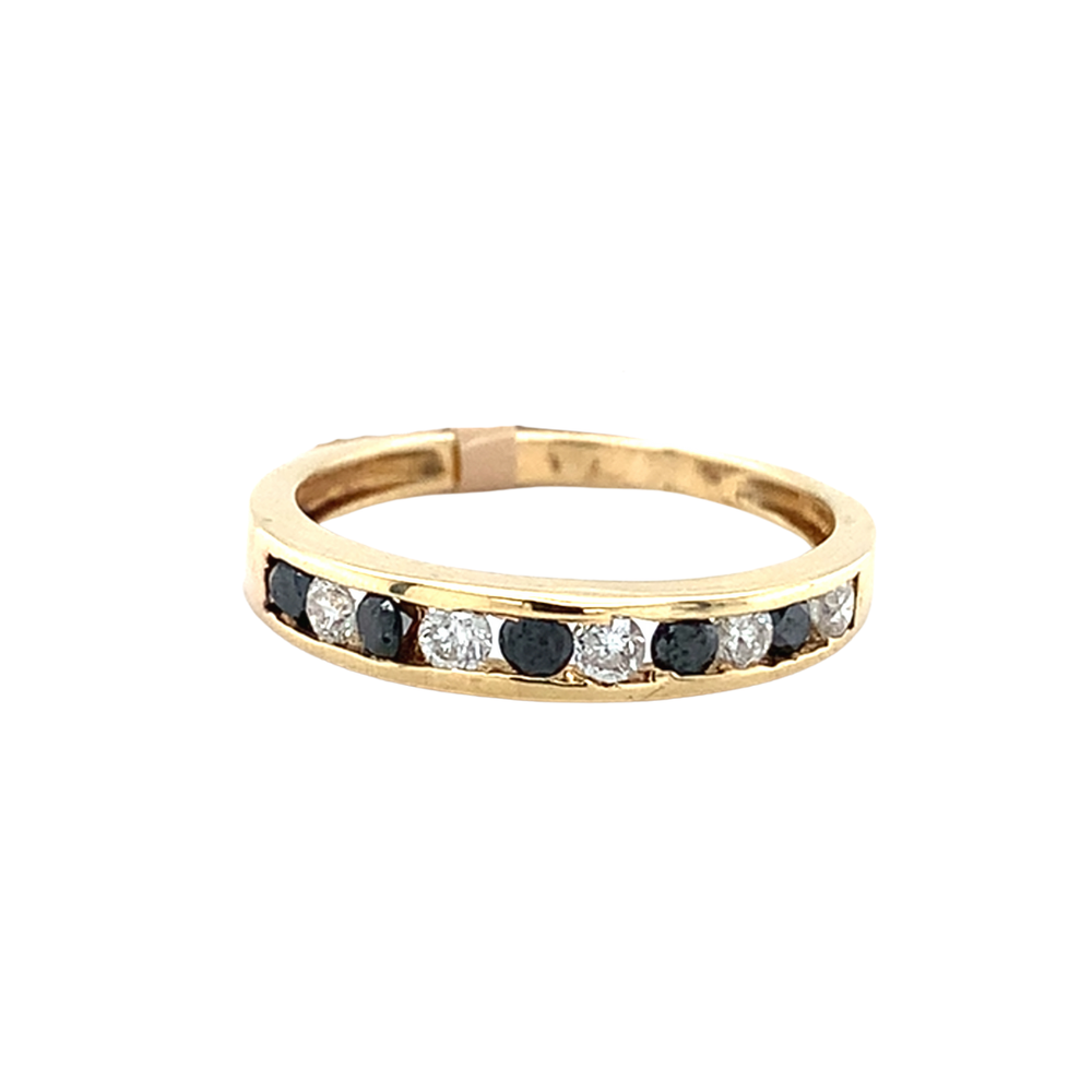 10kt Yellow Gold .50tw Black with White Diamond Band