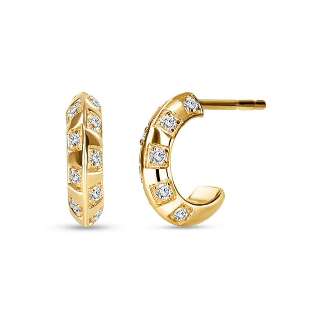 Gold Vermeil Sterling Silver .20TW Lab Grown Round Brilliant Stud Hoop Earrings