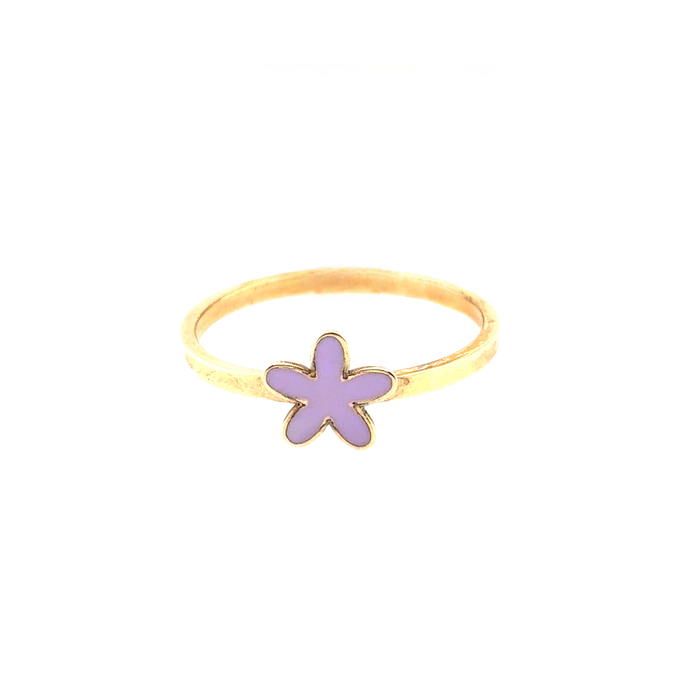 10kt Yellow Gold Enamel Flower Baby Ring