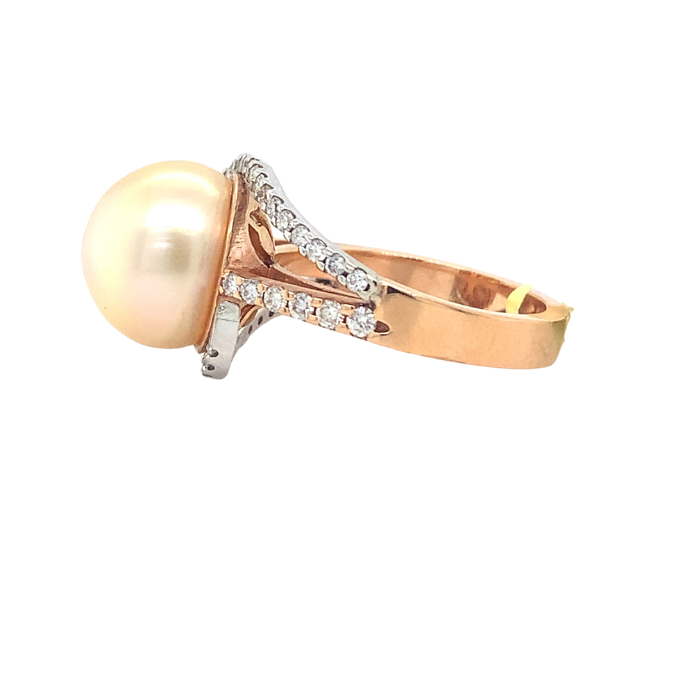 14kt Rose Gold Diamond Pearl Ring