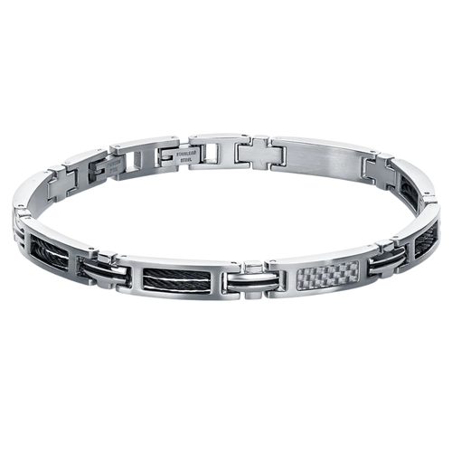 Italgem Stainless Steel Black Fibre Bracelet
