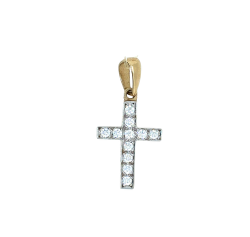 10kt Yellow Gold CZ Cross Charm