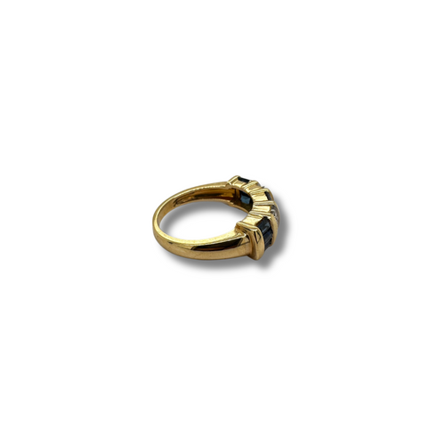 14KY Blue Sapphire and Diamond Fashion Band