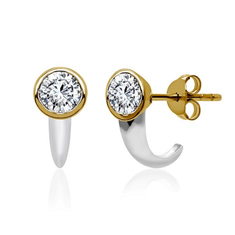 Gold Vermeil Sterling Silver .50TW Lab Grown Round Brilliant Stud Hoop Earrings