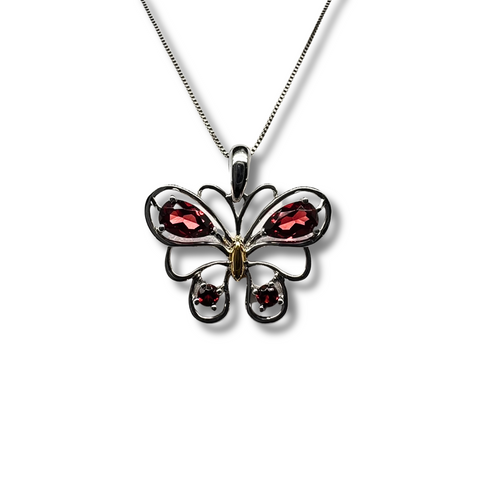 10KW Garnet Butterfly Pendant