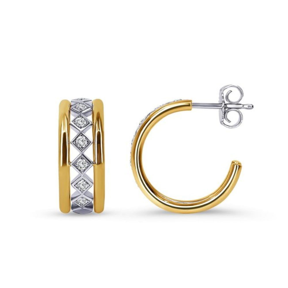 Gold Vermeil Sterling Silver .24TW Lab Grown Round Brilliant Stud Hoop Earrings