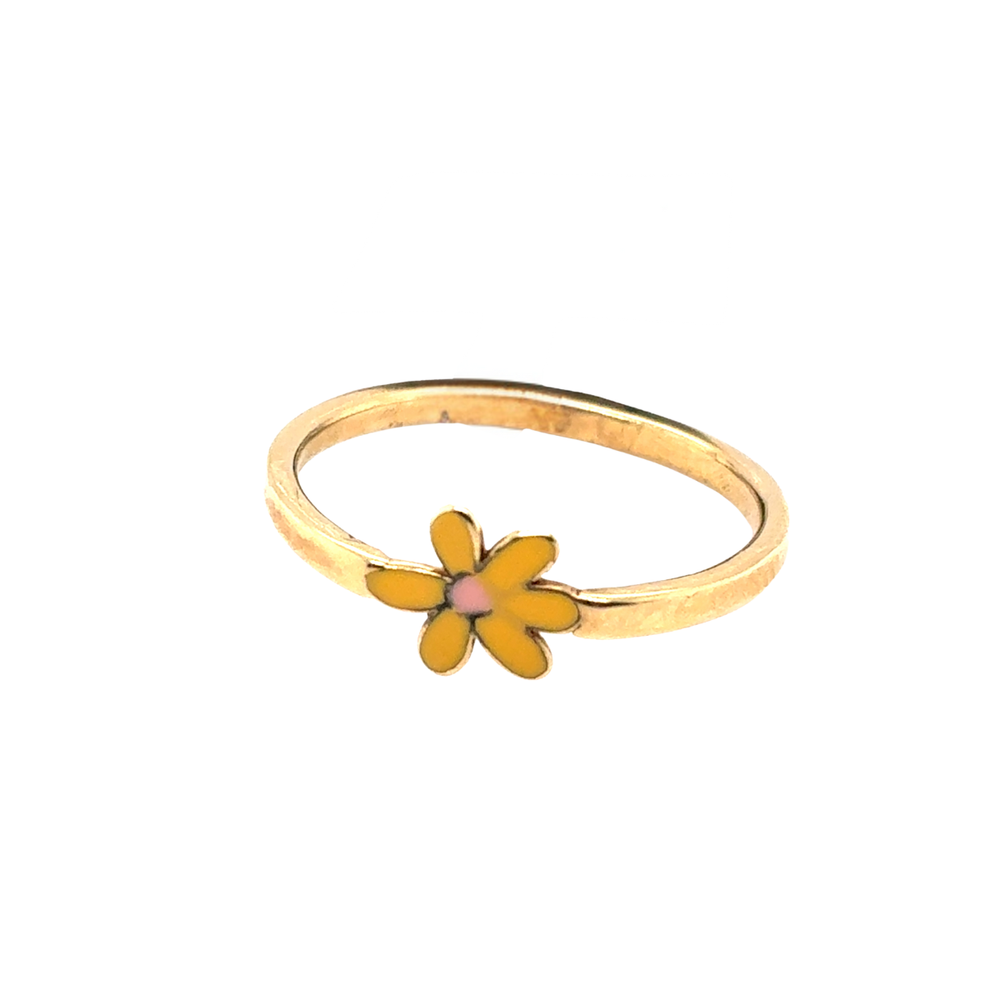 10kt Yellow Gold Enamel Flower Baby Ring