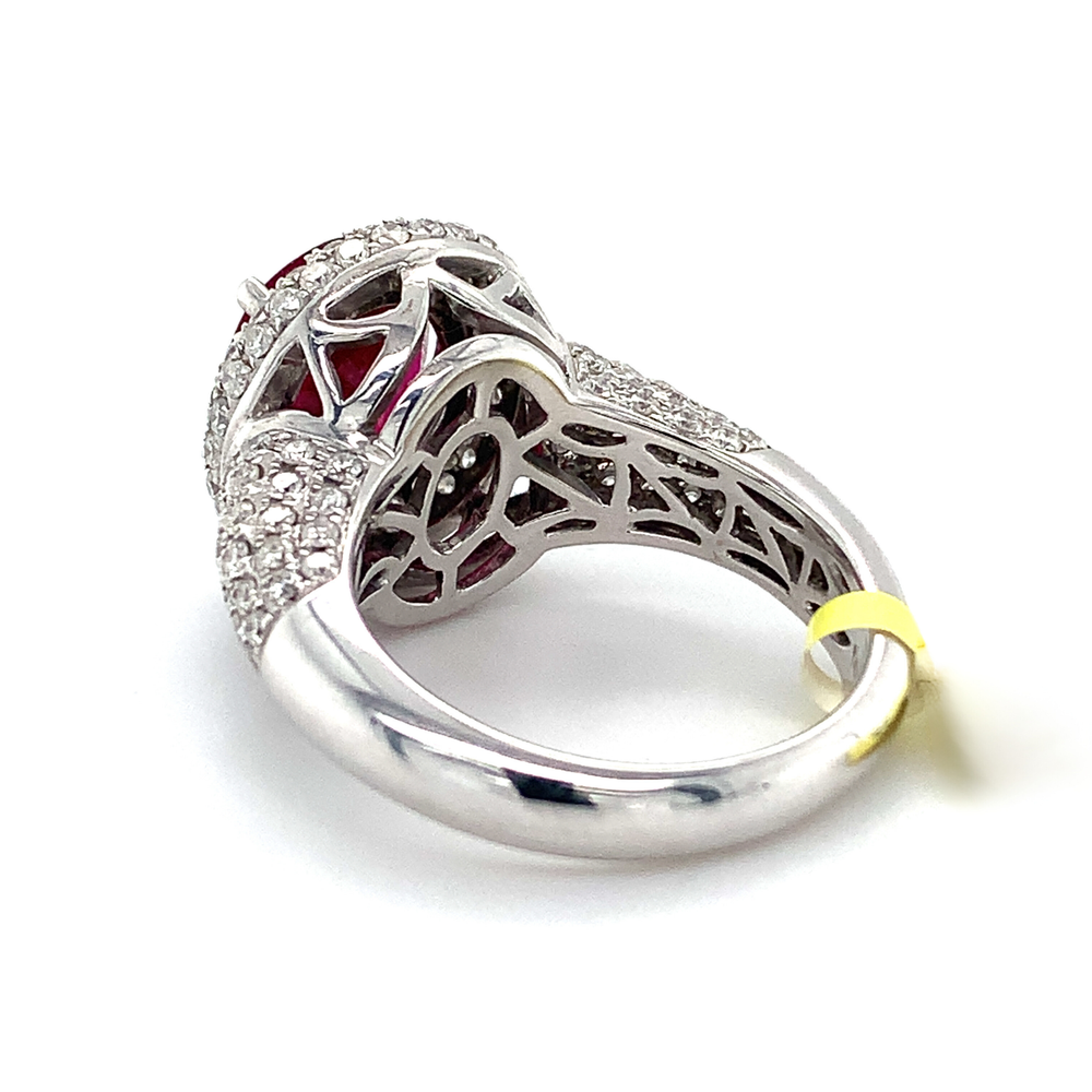 14KW Ruby and Pavé Diamond Halo Ring