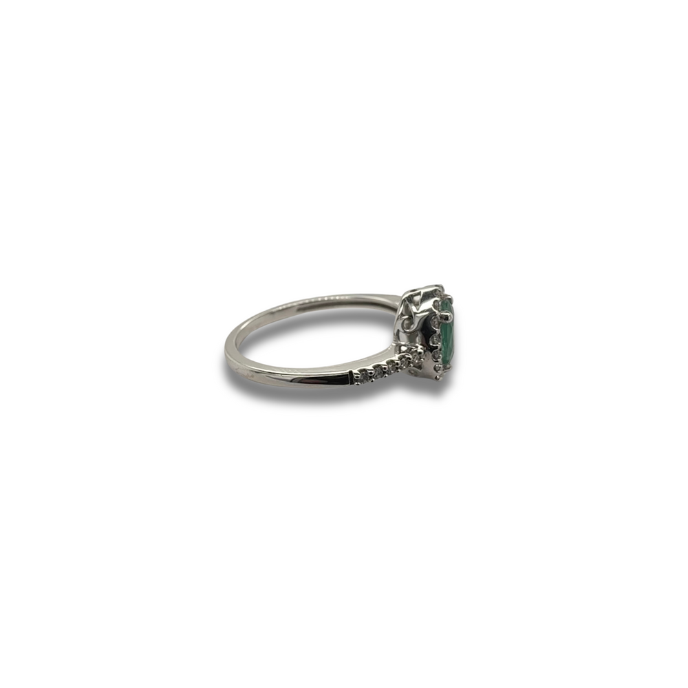 10KW Emerald and Diamond Halo Ring