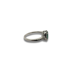 10KW Emerald and Diamond Halo Ring