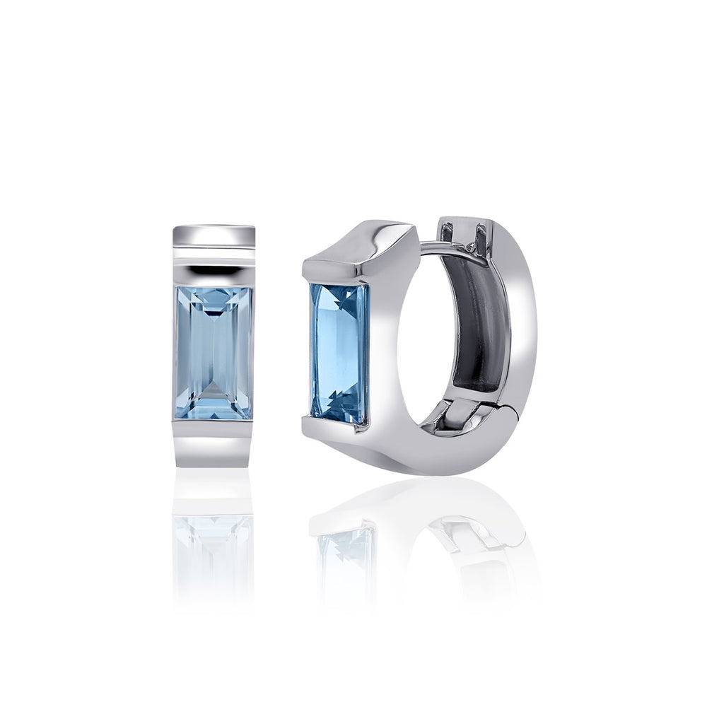 Sterling Silver 9X5mm Lab Grown Blue Topaz Hoop Earrings