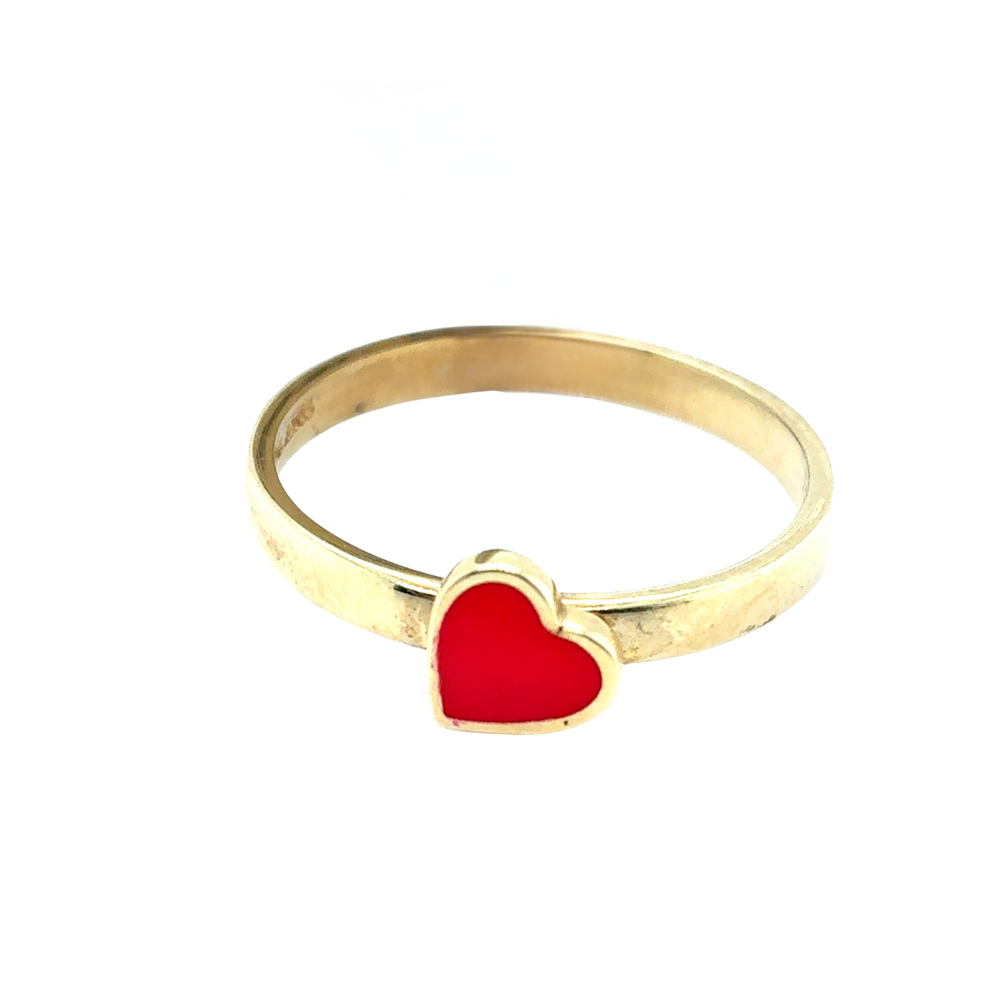 10kt Yellow Gold Enamel Heart Baby Ring