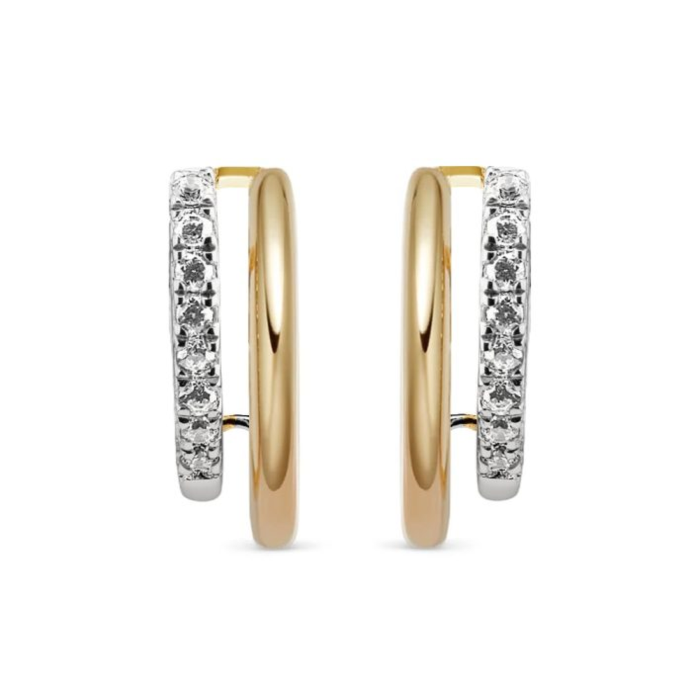 Gold Vermeil Sterling Silver .18TW Lab Grown Round Brilliant Stud Hoop Earrings