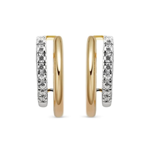 Gold Vermeil Sterling Silver .18TW Lab Grown Round Brilliant Stud Hoop Earrings