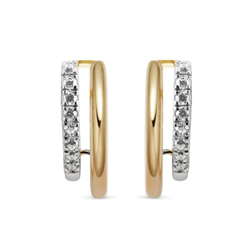 Gold Vermeil Sterling Silver .18TW Lab Grown Round Brilliant Stud Hoop Earrings