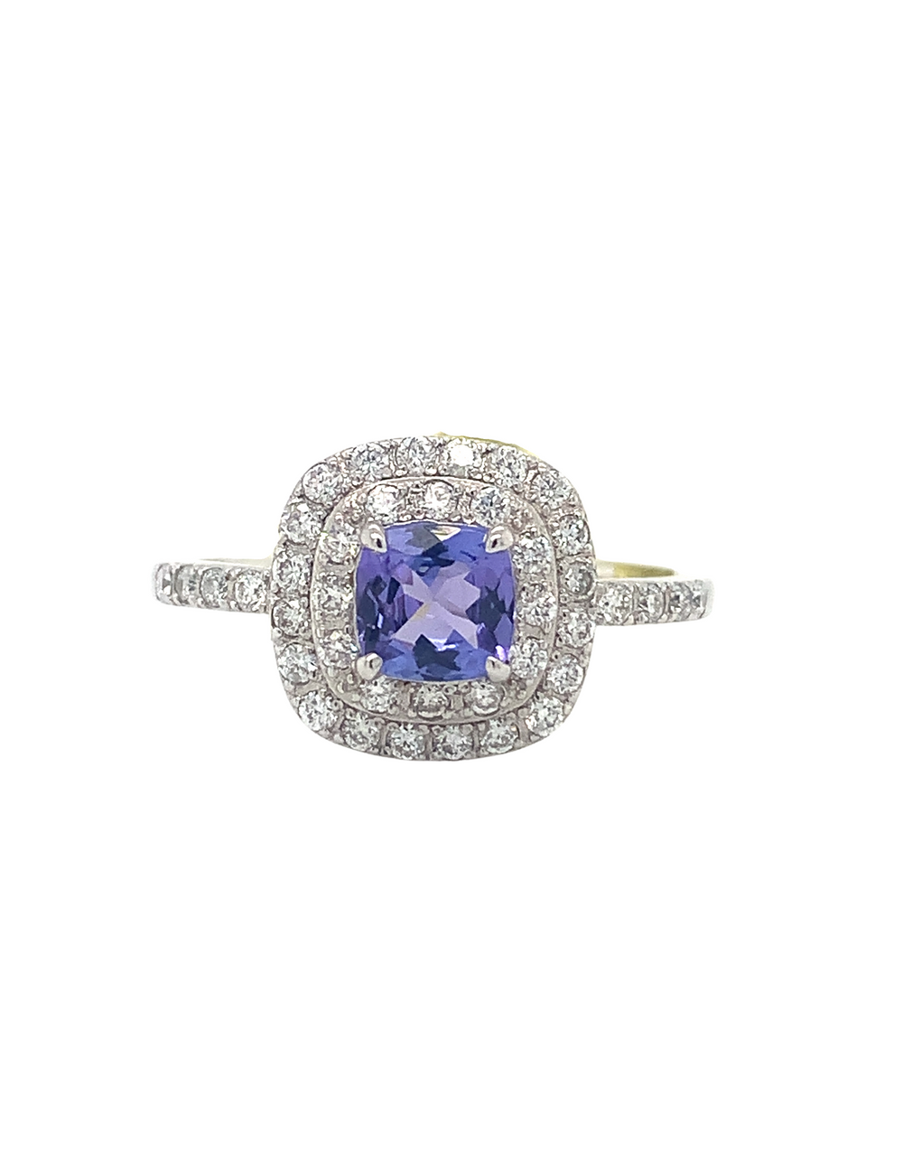 14kt White Gold Tanzanite + Diamond Ring