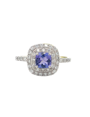 14kt White Gold Tanzanite + Diamond Ring