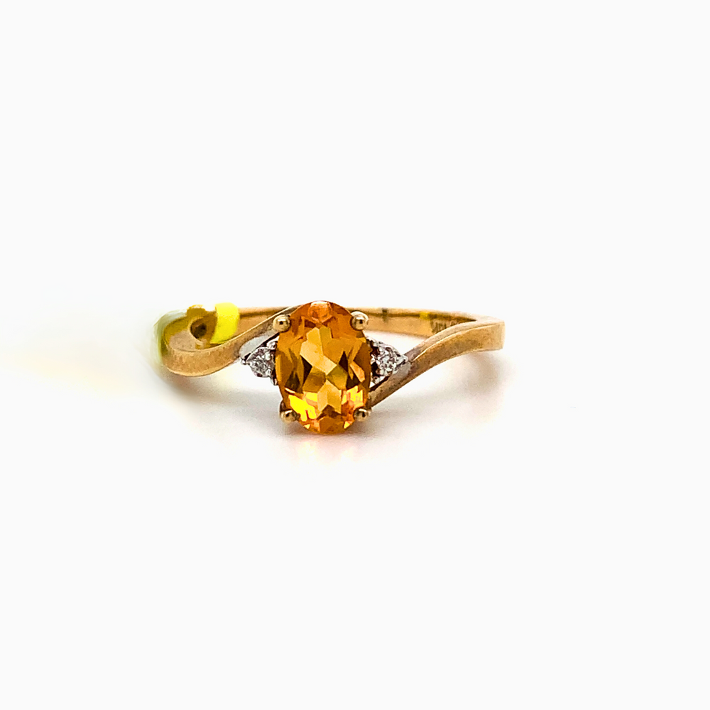 10kt Yellow Gold Golden Topaz + Diamond ring